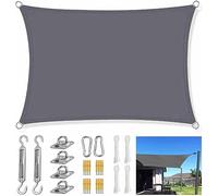 PCIIIOU Grey Outdoor Deck Sail Canopy Waterproof with Heavy Duty Fixing Kit Rectangular Square Shade Sails for Deck Dooryard Garden Sunshade 2m 2.5m 3m 3.6m 4m 5m 6m 7m 8m (Size : 3x6M)