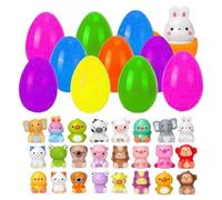 Pcingsia Easter Squishy Small Animal Stuffed Eggs, 24PCS Prefilled Slow Rising, Bright Pastel Colors (Blue, Pink, Yellow), Kid, Toddler