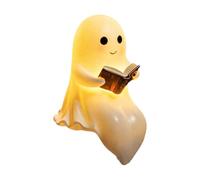 Pcingsia Ghost Reading Book Lamp, Cute Ghost Lamp Halloween 3D LED Night Light, Light Up Ghosts Statue Night Lights House Mantel Decor for Room