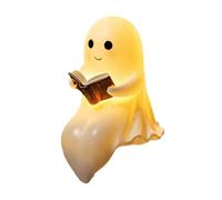 Pcingsia Ghost Reading Book Lamp, Cute Ghost Lamp Halloween 3D LED Night Light, Light Up Ghosts Statue Night Lights House Mantel Decor for Room