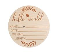 Pcingsia Wooden Baby Announcement Sign - 5.9 Inch Round Wooden Baby Nursery Name Signs | Welcoming Baby Name Announcement, Birth Sign for Baby Hand and Footprints