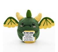 PCIQUTE Funny Handmade Crocheted Dragons with Cheer Cards Gift,Dragon Lovers Coworker Gift for Women Men,Emotional Inspirational Motivational Encouragement Present (to My Love)