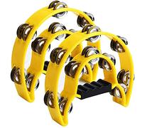 Pcivzxam Handheld Percussion Tambourines Double Row TambourineHalf Moon Handheld Tambourine for KTV Family Gathering