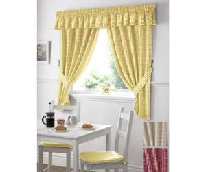 PCJ SUPPLIES Alan Symonds Curtains Gingham Kitchen Curtains Red 46 x 48