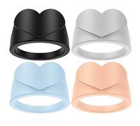 PCJJ 4PCS Heart-Shaped Silicone Ring Covers for Oura Ring Protector, Gym-Ready Guards for Women & Men, Anti-Slip Design for Working Out (US4-14), Silicone, No Gemstone