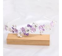 PCJUNLINH Vintage Color Bridal Hair Accessories Bridal Hairpin - Alloy Rhinestone Headwear for Weddings, Summer Events and Photography FG01078 (FG01078 Silver Purple)