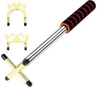 PCKOBEVER Billards Cue Stick Bridge,Retractable Snooker Cue Stick Bridge With Brass Bridge Head,Snooker Pool Rest Stick Pool Cue Holder Billiard Cue Accessories (Gold Bridge + Three Brass Head)
