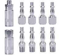 Pcl 10 Pcs Air Line Connectors - 1/4" BSP Compressed Euro Airline Quick Release Fittings, Male & Female