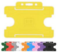 PCL Media ltd 10x Yellow Single Sided Rigid Slide in Open Faced ID Card Holders Horizontal/Landscape Identity Plastic ID Card Holder - Holds a 86mm 54mm cr80 Credit Card Sized
