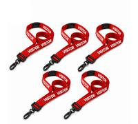 PCL Media Ltd 5 Red Visitor Lanyards with Safety Breakaway & Plastic Clips