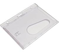 PCL Media ltd Clear Enclosed Rigid with Ejection Slot Closed Faced ID Card Badge Holders Single Sided Horizontal/Landscape Identity Plastic Pass Protector - Holds a 86mm 54mm cr80 Credit Card Sized