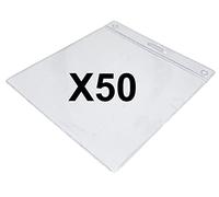PCL Media ltd Clear Flexible Plastic ID Card Holder Pocket Wallet Extra Large Insert Size (105 x 110mm) Pack of 50 Plastic Lanyard Card Holder Clear