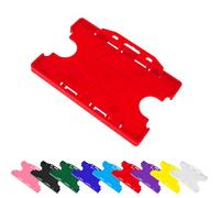 PCL Media ltd Double Sided ID Card Holder Red Two Sided ID Badge Holder - Holds Two ID Cards One Either Side of The Holder