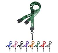 PCL Media ltd Green Staff Neck Strap Lanyard ID Card Holder with Plastic Clip and Safety Breakaway Catch - (Pack of 5) Staff Lanyard