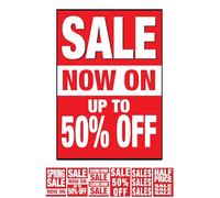 PCL Media ltd Printed Sale Posters Banner Sign (A3 Sale Now On) Window Poster