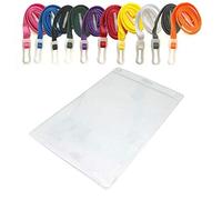 PCL Media ltd Red Plastic Clip A6 Lanyard Pouch (Pack of 10) & Clear ID Badge Pass Holder Name Tag Pocket A6 Size Insert Size 152 x 108mm ID Badge Holder and Lanyard