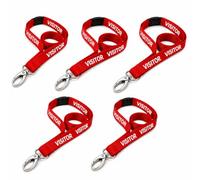 PCL Media ltd Red VISITOR Lanyards Metal Clip Safety Breakaway Pack of 5