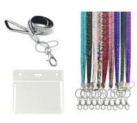 PCL media ltd Silver Bling Diamante Rhinestone Sparkly Lanyards with ID Pocket Pouch Size (60x90mm) Bling Lanyards, Diamante Lanyard, Sparkly Lanyard