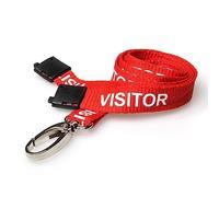 PCL Media ltd® Visitor Lanyards Red Metal Lobster Clip (Pack of 100) Printed Visitor Lanyards with safety Breakaway Clip