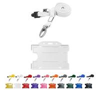 PCL Media ltd White Lanyard with ID Badge Holder Matching Colour - Metal Clip Lanyard with Breakaway Safety Clip & White ID Card Holders All ECO Friendly