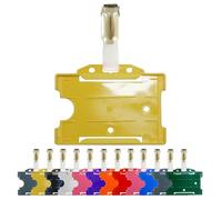 PCL Media ltd Yellow Single Sided ID Card Holders & Crocodile Strap ID Badge Clip (Holders are Now Bio Degradable) Work ID Badge Holder