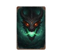 PCMOAUDB A Dragon Head Spitting Green FlamesWall Decor Art Metal Tin Poster Modern Bar Decorations30x20cm