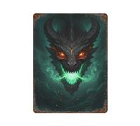 PCMOAUDB A Dragon Head Spitting Green FlamesWall Decor Art Metal Tin Poster Modern Bar Decorations40x30cm