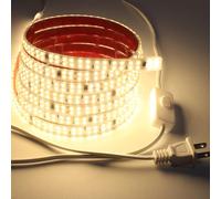 pcningled 2835 220V-240V1m 2m 3m 5m 10m LED Strip Light, Adhesive Strip Light 240 LEDs/m for high Brightness. IP65 Waterproof,1.8m Power Cord with a cuttable Design.(Warm White, 1M)