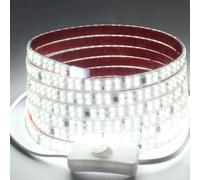 pcningled 5 Metre Double Row Sticky LED Strip Lights AC220V AC230V with ON Off Switch and UK Plug, 5M IP65 Outside Waterproof Flexible Strips Lighting 6000K Cold White (Cold White, 5M)