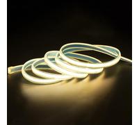 pcningled Outdoor COB led Strip 10M IP67 Waterproof 220V, 10 Meters 240 V AC Strips Light 296 LEDs/m 10CM Cuttable for Bathroom Cabinets Kitchen with ON/Off Switch and UK Plug (Warm White, 10m)
