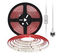 pcningled SMD 2835 Super Bright Adhesive LED Strip Lights 230V 2M (6.56ft) with Switch and UK Plug 2 Meter Outdoor Indoor Sticky LED Strips IP67 Waterproof 4000K (2, White)