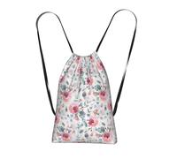 Pcoiuyb Australian Flora Watercolor Eucalyptus And Blush Flowers, Drawstring Sackpack Unisex String Bag Sport Gym Bag Casual Daypack Foldable Drawstring Backpack