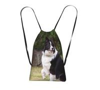 Pcoiuyb Bad Dog Border Collie, Drawstring Sackpack Unisex String Bag Sport Gym Bag Casual Daypack Foldable Drawstring Backpack