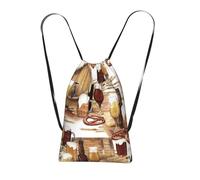 Pcoiuyb Beer And Wine Barrel, Drawstring Sackpack Unisex String Bag Sport Gym Bag Casual Daypack Foldable Drawstring Backpack