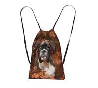 Pcoiuyb Boxer Dogs Autumn, Drawstring Sackpack Unisex String Bag Sport Gym Bag Casual Daypack Foldable Drawstring Backpack