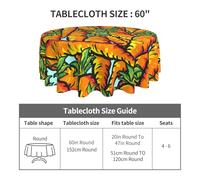 Pcoiuyb Carrots, Round Tablecloth Waterproof Dust-Proof Tabletop Wrinkle Resistant Table Cover - 60 in