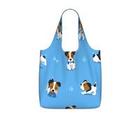 Pcoiuyb Cute Jack Russell Terrier Dogs With Bones Pattern,Shopping Bags Reusable Grocery Bags Foldable Tote Bags Large Capacity Storage Bag
