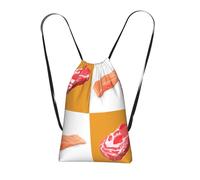 Pcoiuyb Delicious Salmon And Steak, Drawstring Sackpack Unisex String Bag Sport Gym Bag Casual Daypack Foldable Drawstring Backpack