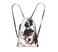 Pcoiuyb Dog Paws Pattern Bernese Mountain Dog, Drawstring Sackpack Unisex String Bag Sport Gym Bag Casual Daypack Foldable Drawstring Backpack