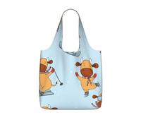 Pcoiuyb Funny Cows Skiing,Shopping Bags Reusable Grocery Bags Foldable Tote Bags Large Capacity Storage Bag