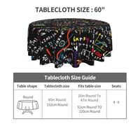Pcoiuyb Math Formula, Round Tablecloth Waterproof Dust-Proof Tabletop Wrinkle Resistant Table Cover - 60 in
