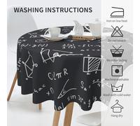 Pcoiuyb Math Teacher Gifts, Round Tablecloth Waterproof Dust-Proof Tabletop Wrinkle Resistant Table Cover - 60 in