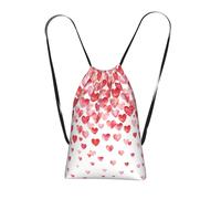 Pcoiuyb Print Falling Red Hearts, Drawstring Sackpack Unisex String Bag Sport Gym Bag Casual Daypack Foldable Drawstring Backpack