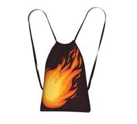 Pcoiuyb Red Falling Fireball Flame Pattern, Drawstring Sackpack Unisex String Bag Sport Gym Bag Casual Daypack Foldable Drawstring Backpack