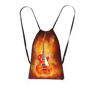 Pcoiuyb Rock Guitar In Burning, Drawstring Sackpack Unisex String Bag Sport Gym Bag Casual Daypack Foldable Drawstring Backpack