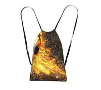 Pcoiuyb Soccer Ball In Burning Fire Flames, Drawstring Sackpack Unisex String Bag Sport Gym Bag Casual Daypack Foldable Drawstring Backpack