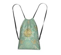 Pcoiuyb Soft Sage Green And Gold Celtic Mandala, Drawstring Sackpack Unisex String Bag Sport Gym Bag Casual Daypack Foldable Drawstring Backpack