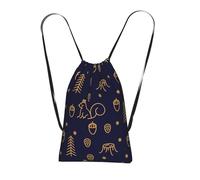 Pcoiuyb Winter Woods And Squirrels Line Style Blue, Drawstring Sackpack Unisex String Bag Sport Gym Bag Casual Daypack Foldable Drawstring Backpack