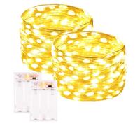 PCORES 2Pack Warm White Fairy Lights Battery Operated with Timer, Waterproof 10m 100LED String Lights Indoor Outdoor, Copper Wire Fairy Lights for Bedroom, Christmas, Parties, Wedding, Centerpiece