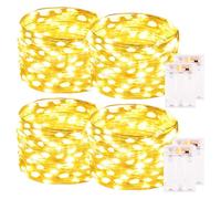 PCORES 4Pack Warm White Fairy Lights Battery Operated with Timer, Waterproof 10M 100LED String Lights Indoor Outdoor, Copper Wire Fairy Lights for Bedroom, Christmas, Parties, Wedding, Centerpiece